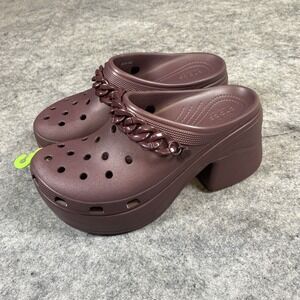 CROCS Siren Dark Cherry Chain Clog Heel W 12 M 10 Comfort Platform Waterproof‎